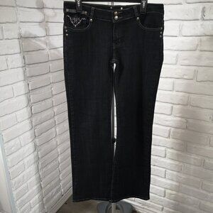 Digital Jeans Ladies Size 11 Black Slight Flare Embroidery & Rhinestones Jeans